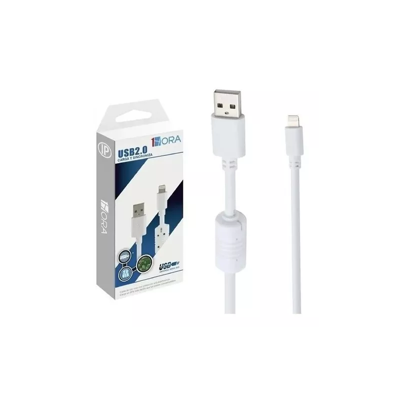 Cable blanco 1hora Micro Ip a Usb 2.0 Uso Rudo 1.5 mts Rapida Cab075-b 2.1 A