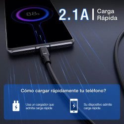 Cable Usb Tipo C 2 Metros 2.1a Carga Y Datos